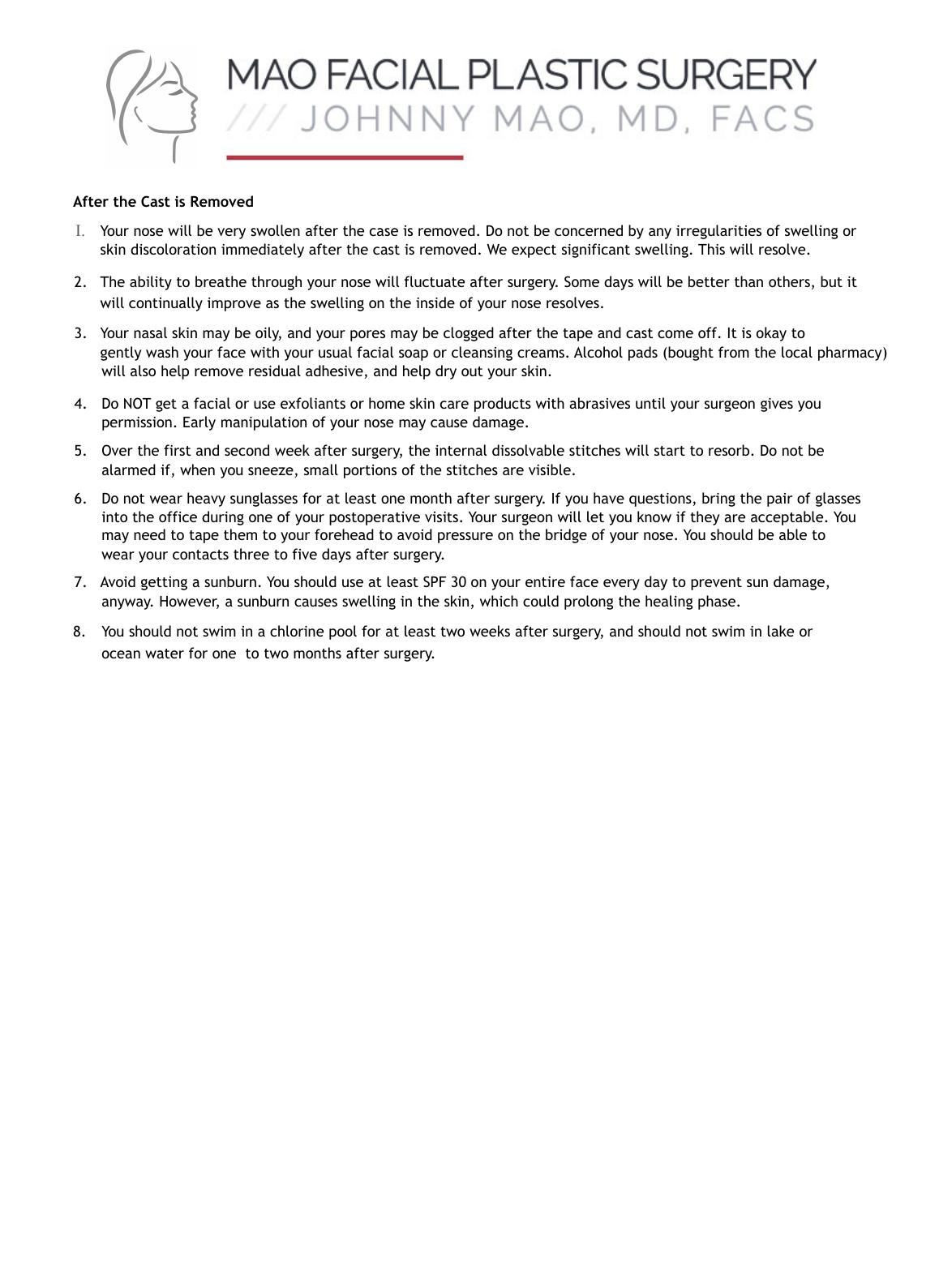 Functional Rhinoplasty — original instruction sheet, page 3 of 3. Open the PDF for selectable text and zoom.